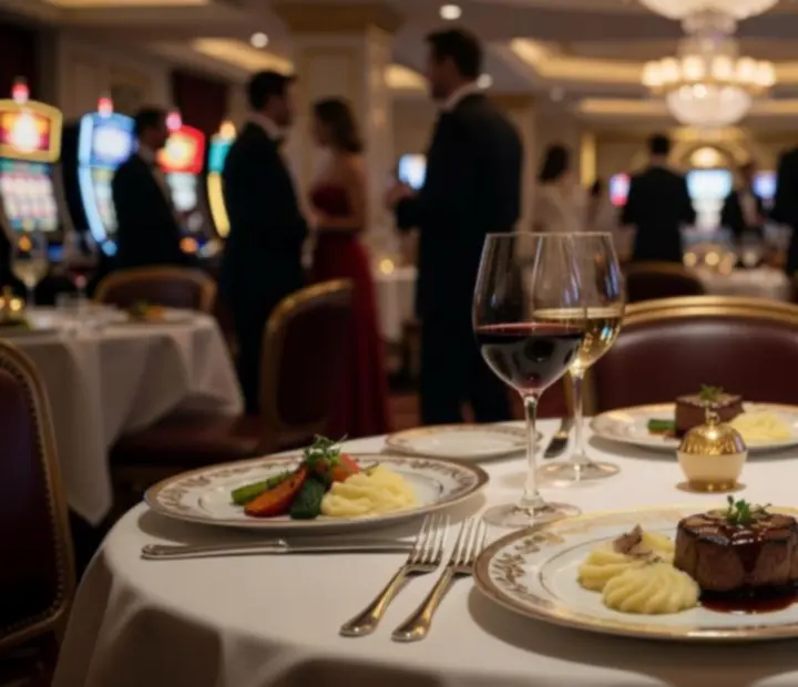 Večera u luksuznom casino ambijentu uz svijeće i zlatne detalje