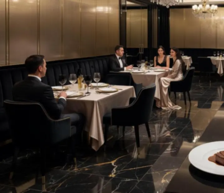 Interijer luksuznog casino restorana i gurmanska jela