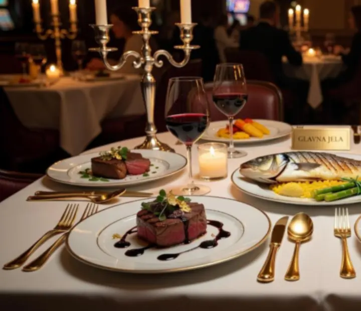 Elegantno servirano glavno jelo u luksuznom casino restoranu