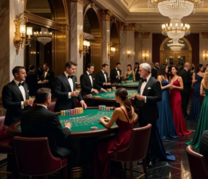 Elegantna večera u casino ambijentu s večernjim osvjetljenjem